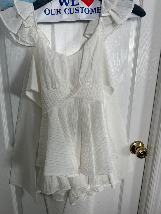 Altar'd State Dresses & Skirts - Altar'd State White Ruffled Textured Sleeveless Dress